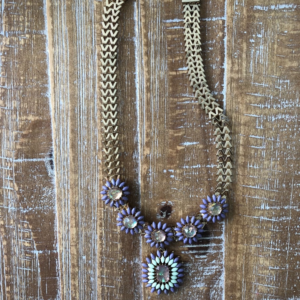 Mint and purple statement necklace